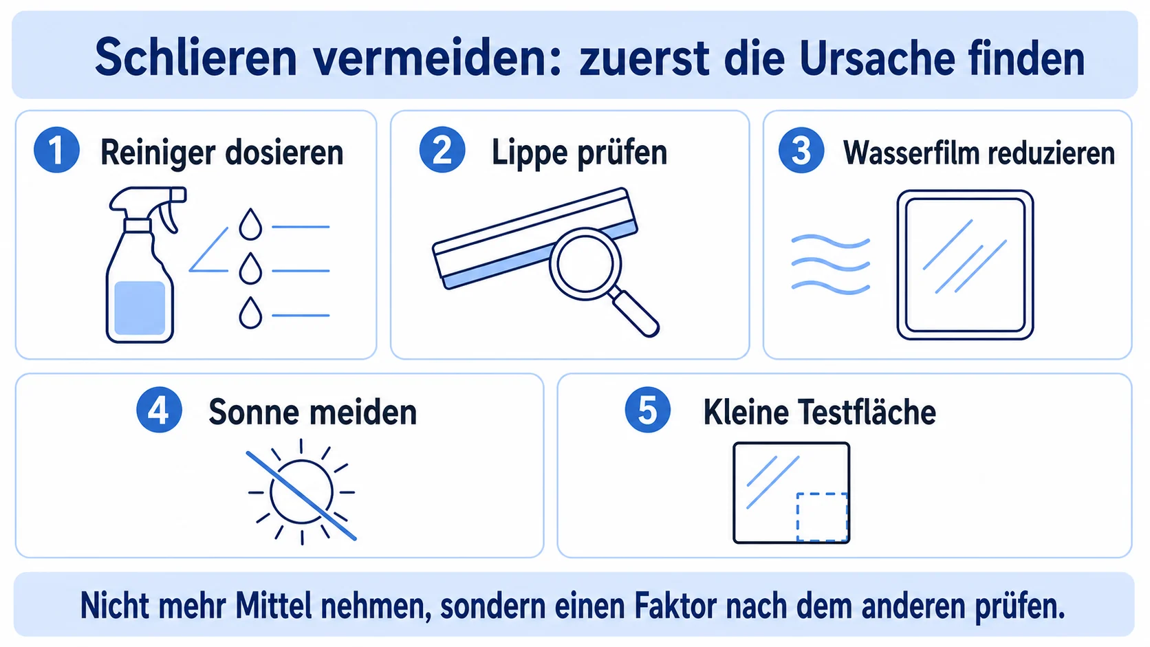 Infografik zu Schlieren beim Fenstersauger vermeiden: Ursachen und Lösungen