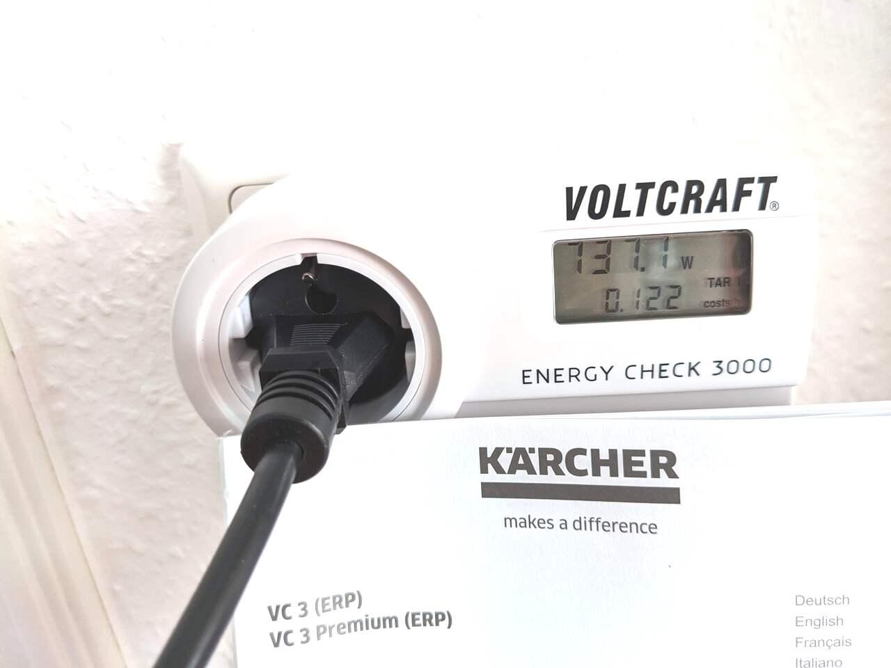 Kärcher VC3: Kärcher VC3 - Messung des Energieverbrauches